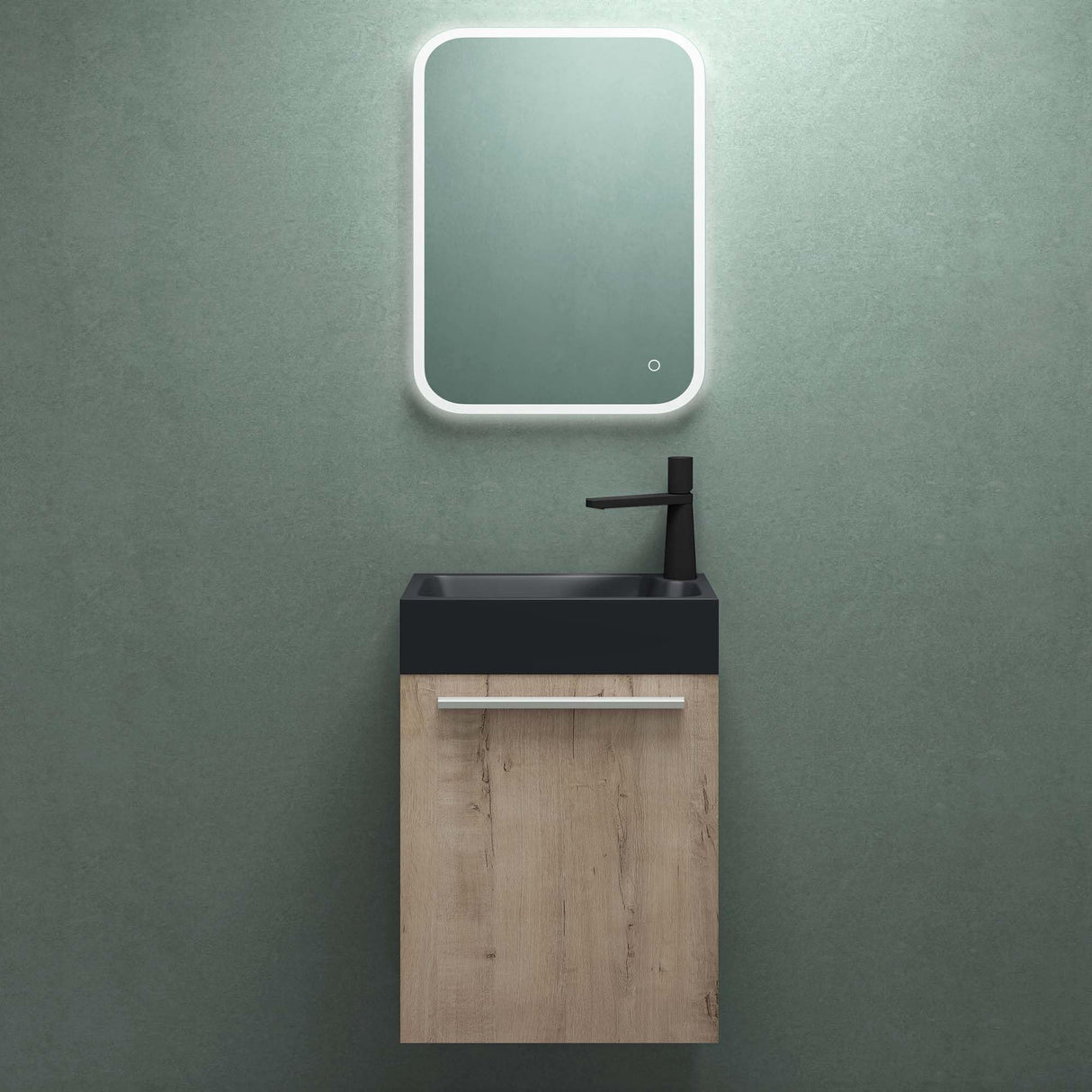 glasvilla Badmöbelset Badezimmermöbel Waschbeckenunterschrank inkl. Waschbecken Anthrazit matt und LED-Badspiegel BxTxH 46x26x63 cm Pisa