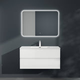 glasvilla Badmöbel-Set Waschtisch mit Unterschrank Mineralguss Waschbecken Waschbeckenunterschrank  2-Schubladen Soft-Close Aqualis