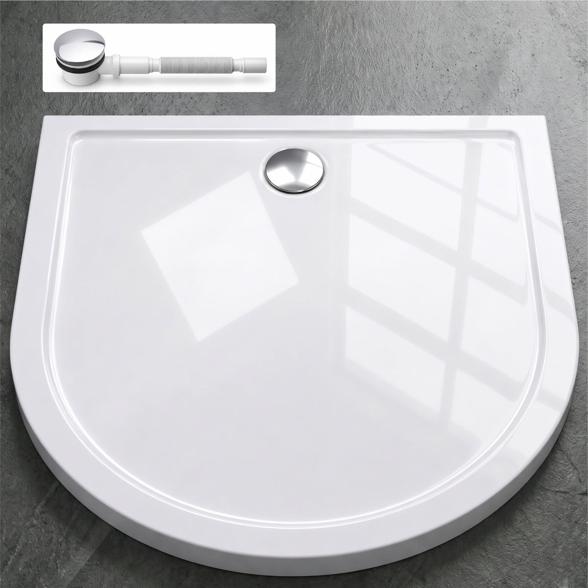 Receveur de douche Glasvilla en acrylique, forme : demi-cercle, Faro4