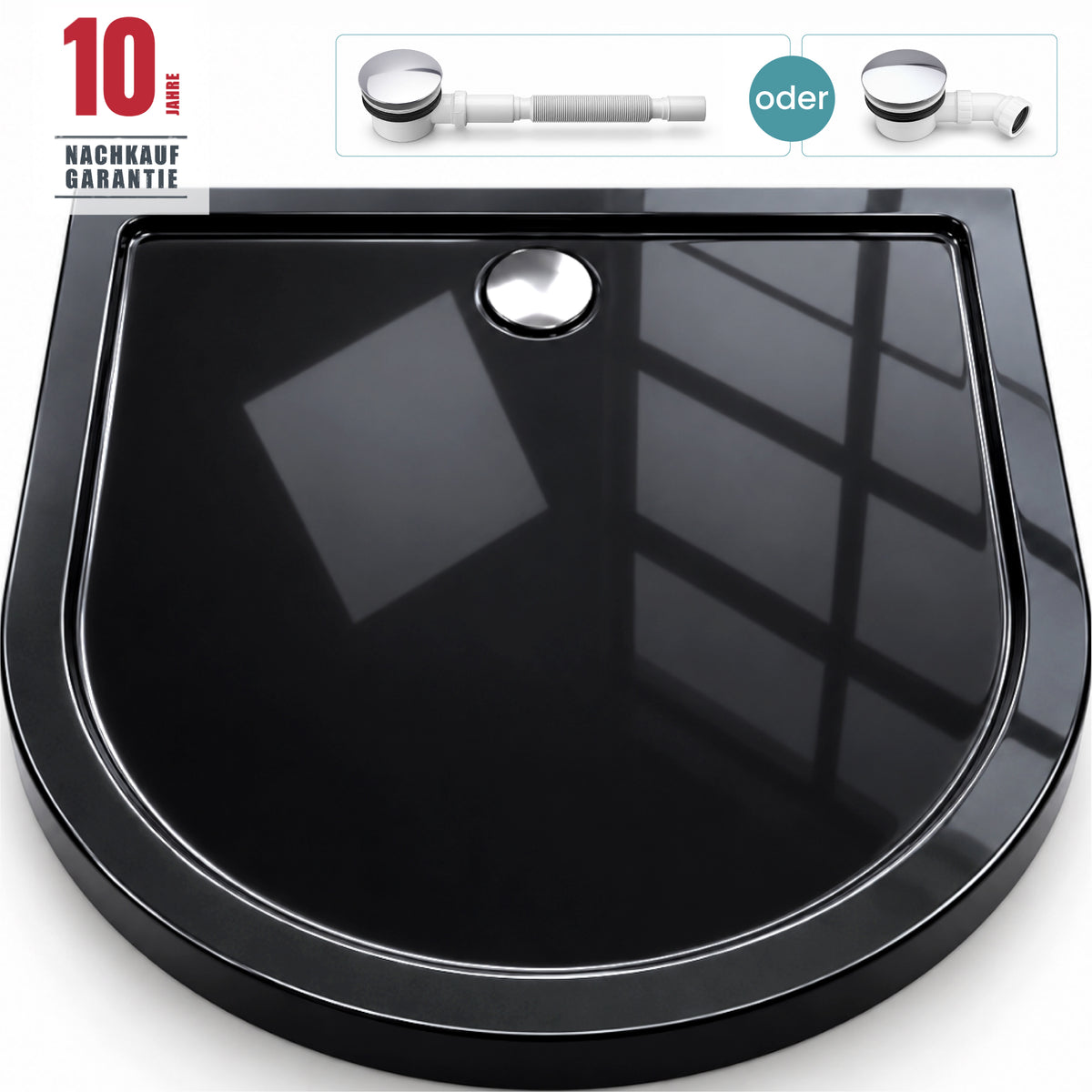Receveur de douche Glasvilla en acrylique, forme : demi-cercle, Faro4