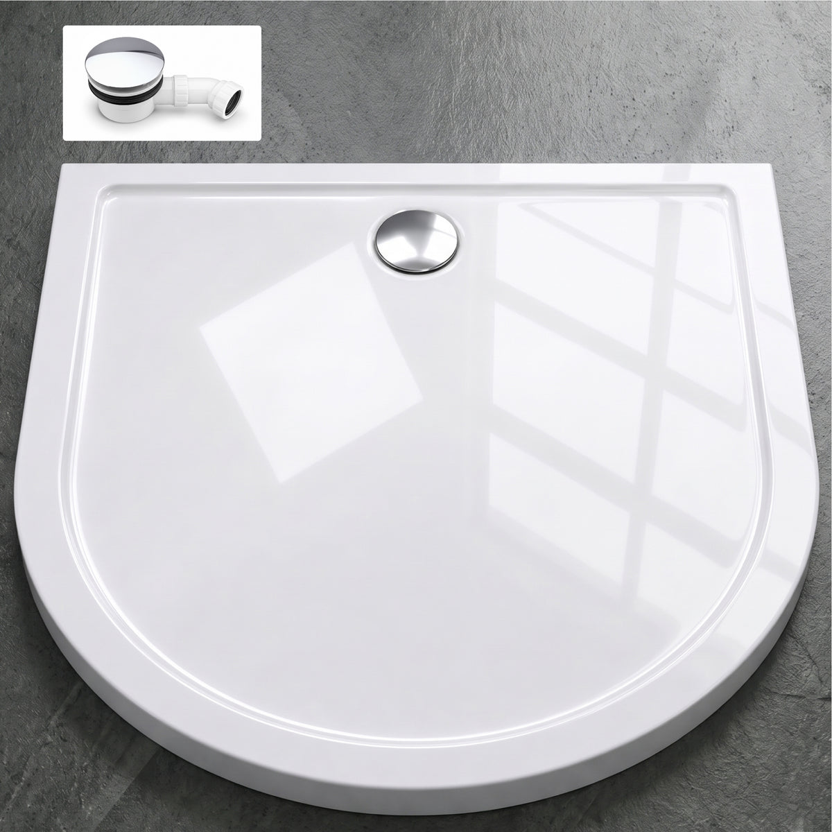 Receveur de douche Glasvilla en acrylique, forme : demi-cercle, Faro4