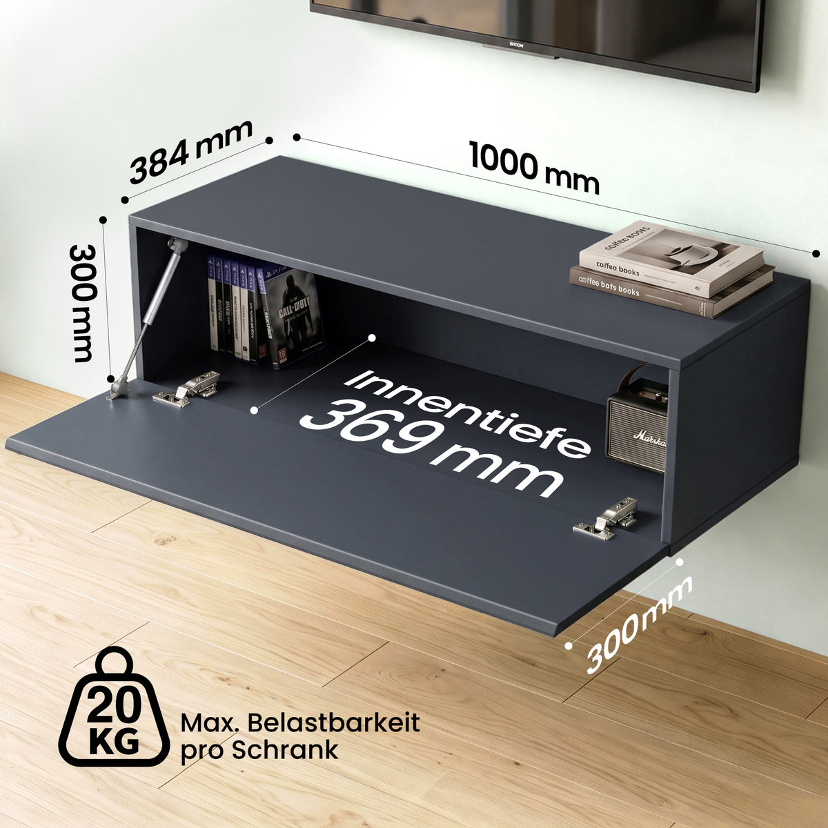 glasvilla Mobile TV per Televisore Armadietto per TV Basso Soft-close per Soggiorno, Sala da Pranzo, Camera da Letto Fernsehschrank02