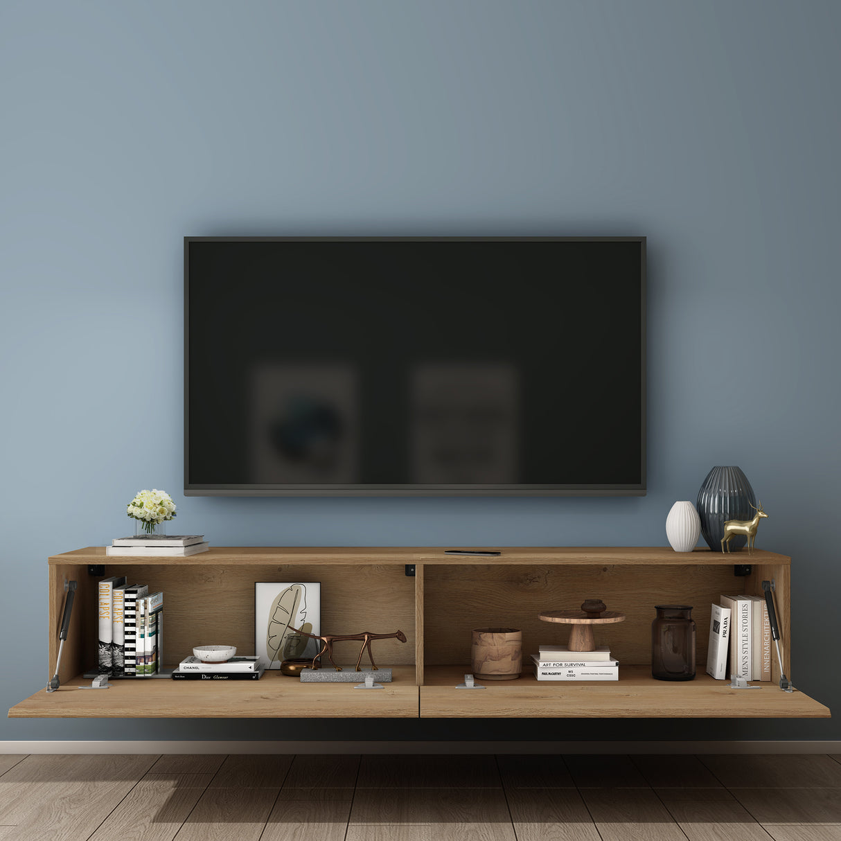 glasvilla Fernsehtisch Fernsehschrank TV Schrank Verdeckter Griff mit Soft-Close Lowboard Hängeschrank für Wohnzimmer Fernsehschrank02