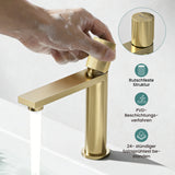 Grifo de Lavabo Glasvilla Fino-01 Monomando de Acero Inoxidable con Ahorro de Agua