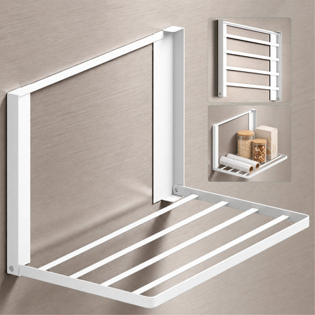 Toallero y Estante Plegable Glasvilla Folda-01 Magnético o Adhesivo sin Taladro (41 × 25 cm)