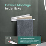glasvolla Handtuchhalter ohne Bohren, 180° schwenkbar mit 3 Armen, Handtuchstange selbstklebend oder magnetisch, Badetuchhalter für Bad und Küche Folda-02