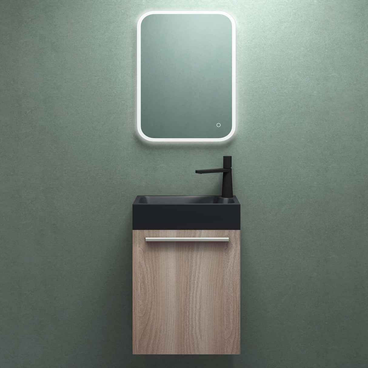 glasvilla Badmöbelset Badezimmermöbel Waschbeckenunterschrank inkl. Waschbecken Anthrazit matt und LED-Badspiegel BxTxH 46x26x63 cm Pisa