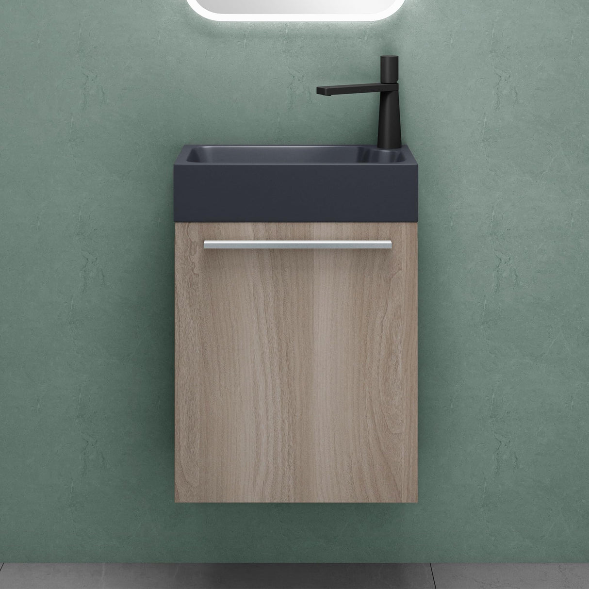 glasvilla Badmöbelset Badezimmermöbel Waschbeckenunterschrank inkl. Waschbecken Anthrazit matt und LED-Badspiegel BxTxH 46x26x63 cm Pisa