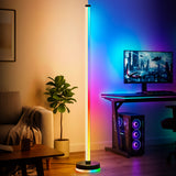 glasvilla Stehlampe Wohnzimmer Dimmbar, RGBICWW Stehlampe mit reinem Warmweiß & 16 Millionen Farben, App & Fernbedienung, Musik-Sync, 270° Licht, Timer, für Schlafzimmer Gaming, Lineora-01