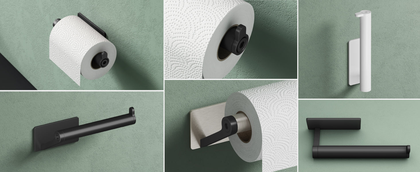glasvilla Porta Carta Igienica in Acciaio Inossidabile 304, Portarotolo Carta Igienica Moderna per Bagno e Toilette, Lino-02+03+04