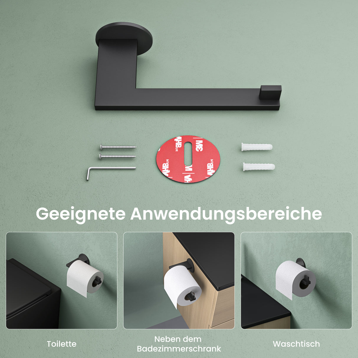 glasvilla Porta Carta Igienica in Acciaio Inossidabile 304, Portarotolo Carta Igienica Moderna per Bagno e Toilette, Lino-02+03+04