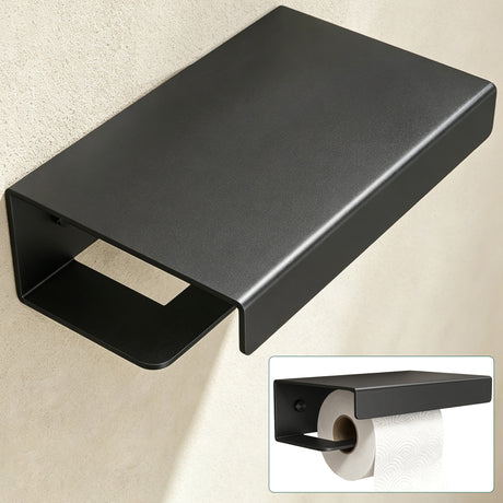 glasvilla Toilettenpapierhalter mit Ablage, Klopapierhalter WC aus Aluminiumlegierung, Toilettenpapier Halterung Rollenhalter  Lino-05