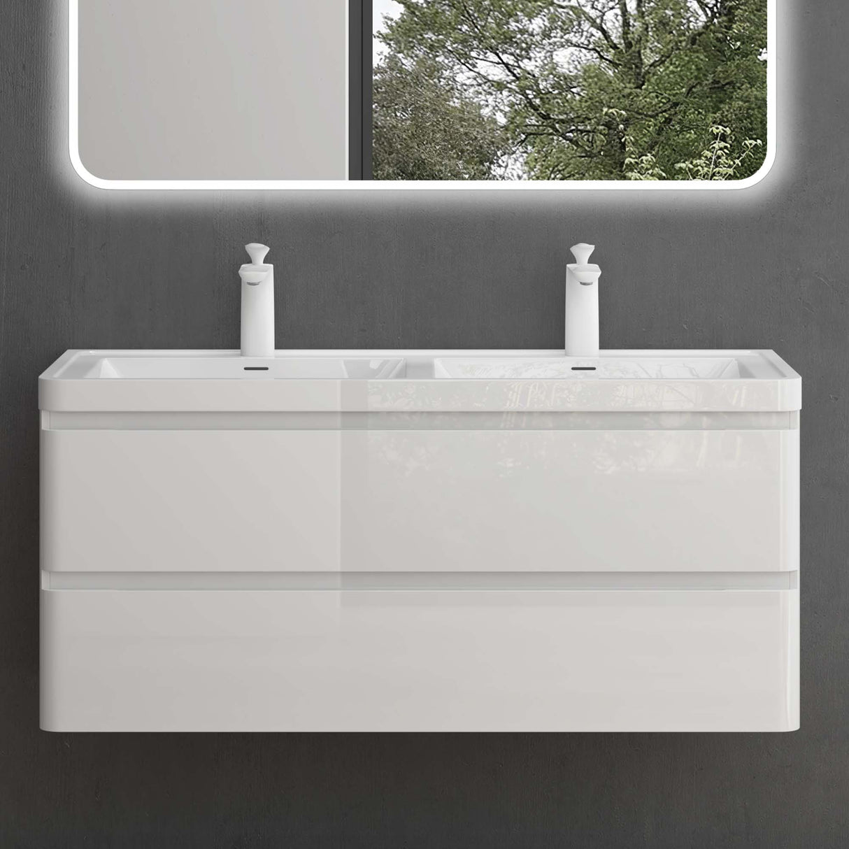 glasvilla Badmöbel-Set Waschbeckenunterschrank mit Softclose Schubladen inkl. Mineralguss Waschbecken Lucca