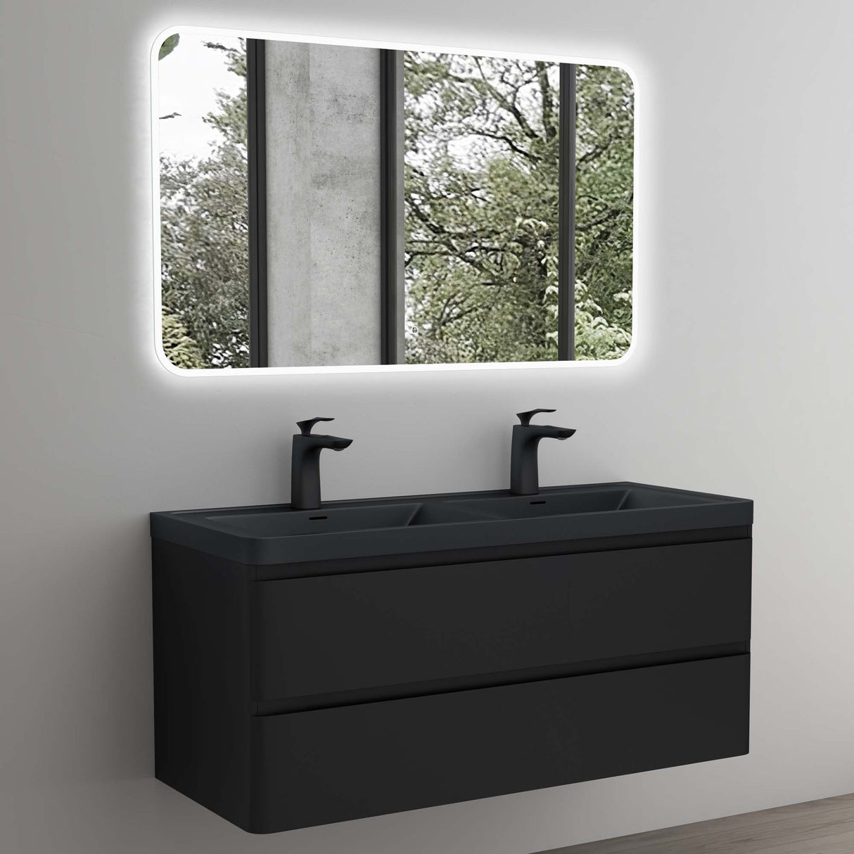 glasvilla Badmöbel-Set Waschbeckenunterschrank mit Softclose Schubladen inkl. Mineralguss Waschbecken Lucca