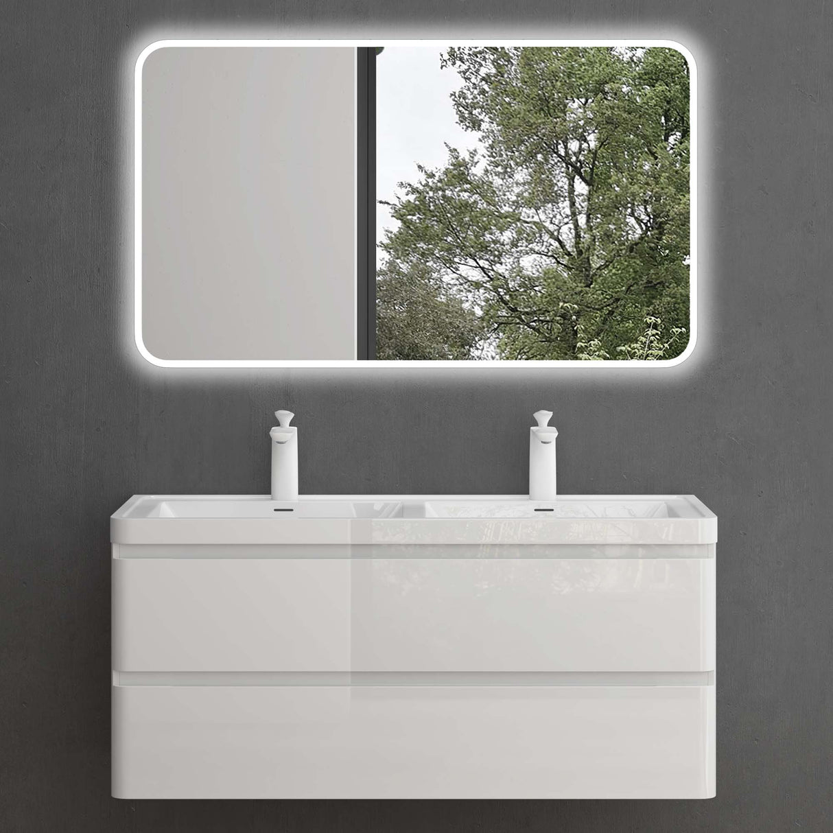 glasvilla Badmöbel-Set Waschbeckenunterschrank mit Softclose Schubladen inkl. Mineralguss Waschbecken Lucca