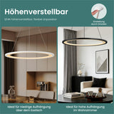 glasvilla Pendelleuchte Esstisch, LED Hängelampe, stufenlos dimmbar 3000K–6000K, höhenverstellbare Esstischlampe mit Fernbedienung & Wandschalter Luvina01