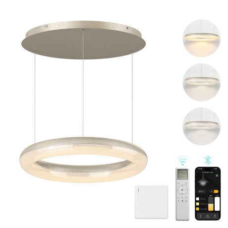 glasvilla Suspension de table à manger, Lampe suspendue LED moderne, intensité réglable en continu 3000K–6000K, lampe de table à manger design réglable en hauteur avec télécommande et interrupteur mural, Luvina03