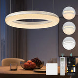 glasvilla Suspension de table à manger, Lampe suspendue LED moderne, intensité réglable en continu 3000K–6000K, lampe de table à manger design réglable en hauteur avec télécommande et interrupteur mural, Luvina03