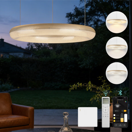 glasvilla Suspension de table à manger, Lampe suspendue LED moderne, intensité réglable en continu 3000K–6000K, lampe de table à manger design réglable en hauteur avec télécommande et interrupteur mural, Luvina03