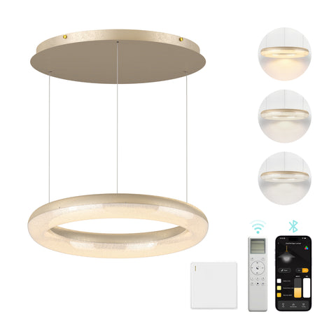 glasvilla Suspension de table à manger, Lampe suspendue LED moderne, intensité réglable en continu 3000K–6000K, lampe de table à manger design réglable en hauteur avec télécommande et interrupteur mural, Luvina03