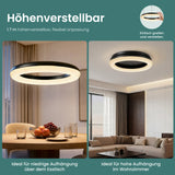 glasvilla Suspension de table à manger, Lampe suspendue LED moderne, intensité réglable en continu 3000K–6000K, lampe de table à manger design réglable en hauteur avec télécommande et interrupteur mural, Luvina03