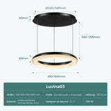 glasvilla Suspension de table à manger, Lampe suspendue LED moderne, intensité réglable en continu 3000K–6000K, lampe de table à manger design réglable en hauteur avec télécommande et interrupteur mural, Luvina03