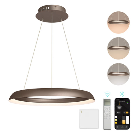 glasvilla Suspension Luminaire de Salle à Manger, Lampe Suspendue LED Moderne, Intensité Variable en Continu 3000K–6000K, Lampe de Table à Manger Design 20W Réglable en Hauteur avec Télécommande & Interrupteur Mural, Luvina04