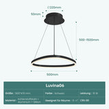 glasvilla Pendelleuchte 50cm LED Hängelampe Dynamisches Wellendesign 3000K/4000K/6000K Verstellbares Kabel 16W Hängeleuchte für Esszimmer Wohnzimmer Schlafzimmer