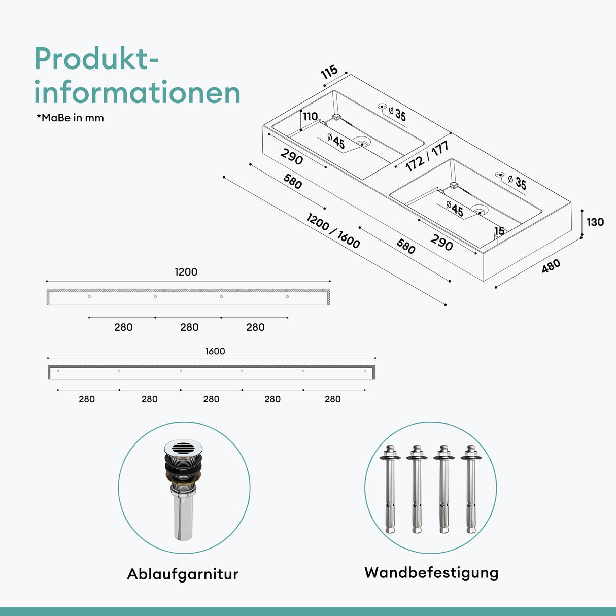 Lavabo Glasvilla Col12 – Mineralguss, diseño moderno y libertad total de instalación