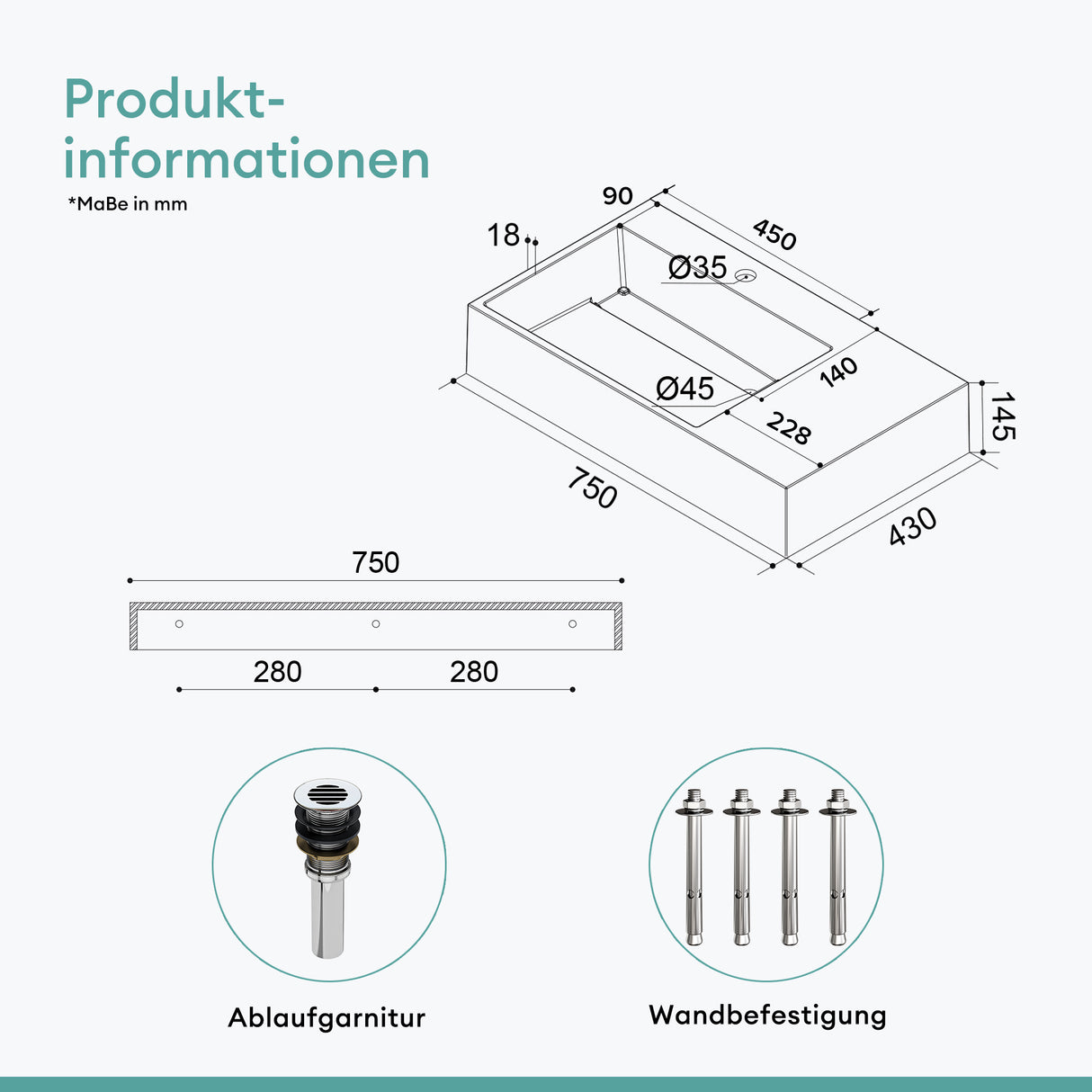 Lavabo Glasvilla Col12 – Mineralguss, diseño moderno y libertad total de instalación