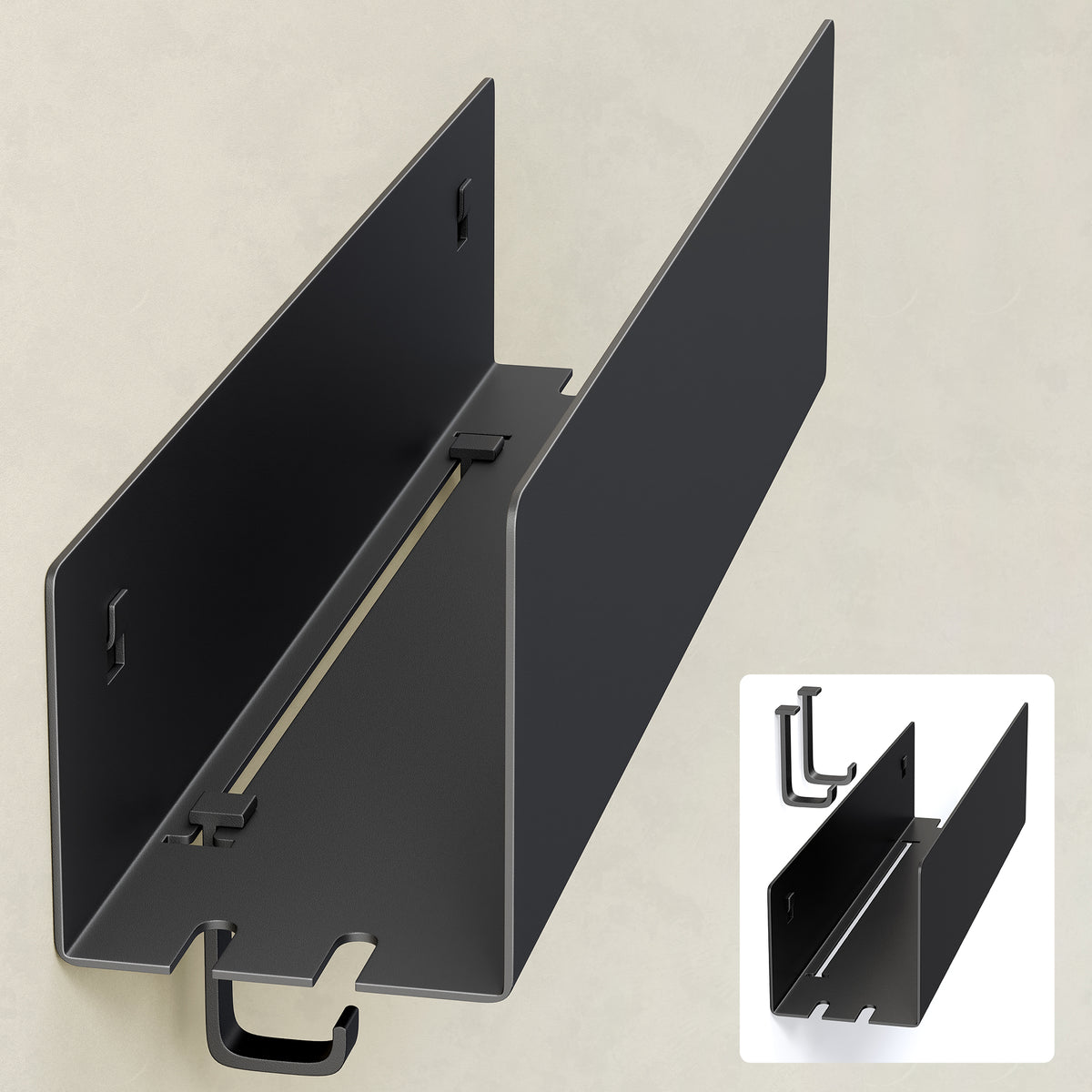 glasvilla Duschablage ohne Bohren mit 2 Schiebehaken,  Reglo-18 40cm | Duschregal ohne Bohren oder mit Bohren, Ablaufdesign Badezimmer Organizer, Metall, Shampoo Halterung für Dusche, Bad & Küche