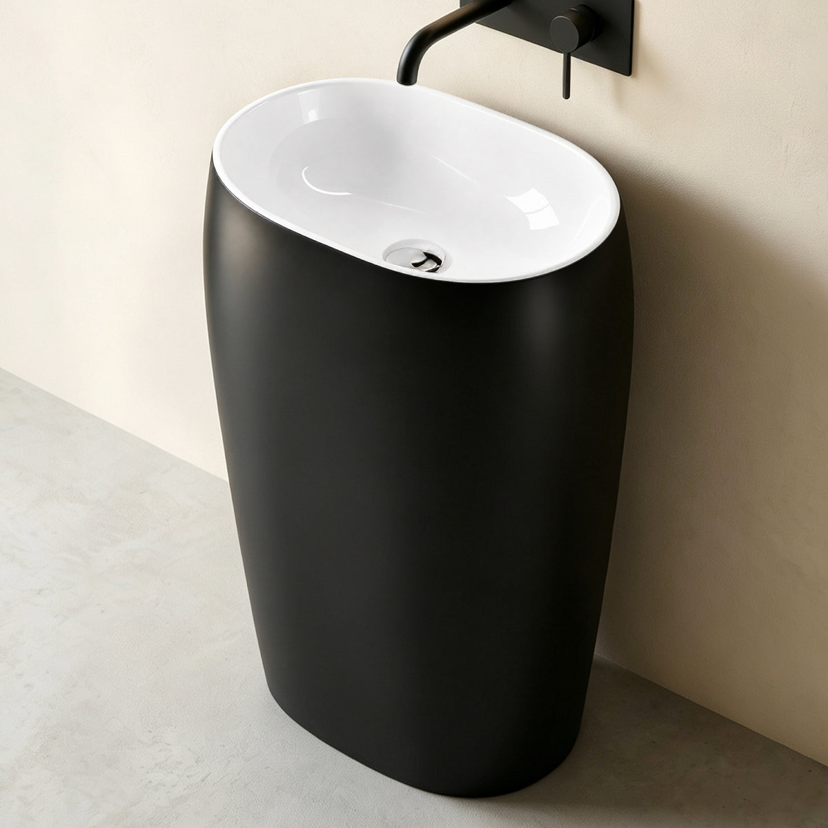 Lavabo sur pied Glasvilla Design Col32 en matériau minéral moulé, lavabo, lavabo sur pied