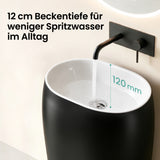 Lavabo sur pied Glasvilla Design Col32 en matériau minéral moulé, lavabo, lavabo sur pied