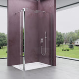 glasvilla Walk-In Duschwand für Dusche Duschabtrennung 8mm Klarglas ESG-Sicherheitsglas mit Nano Rechteckiger Stabilisator Bremen01K-Plus