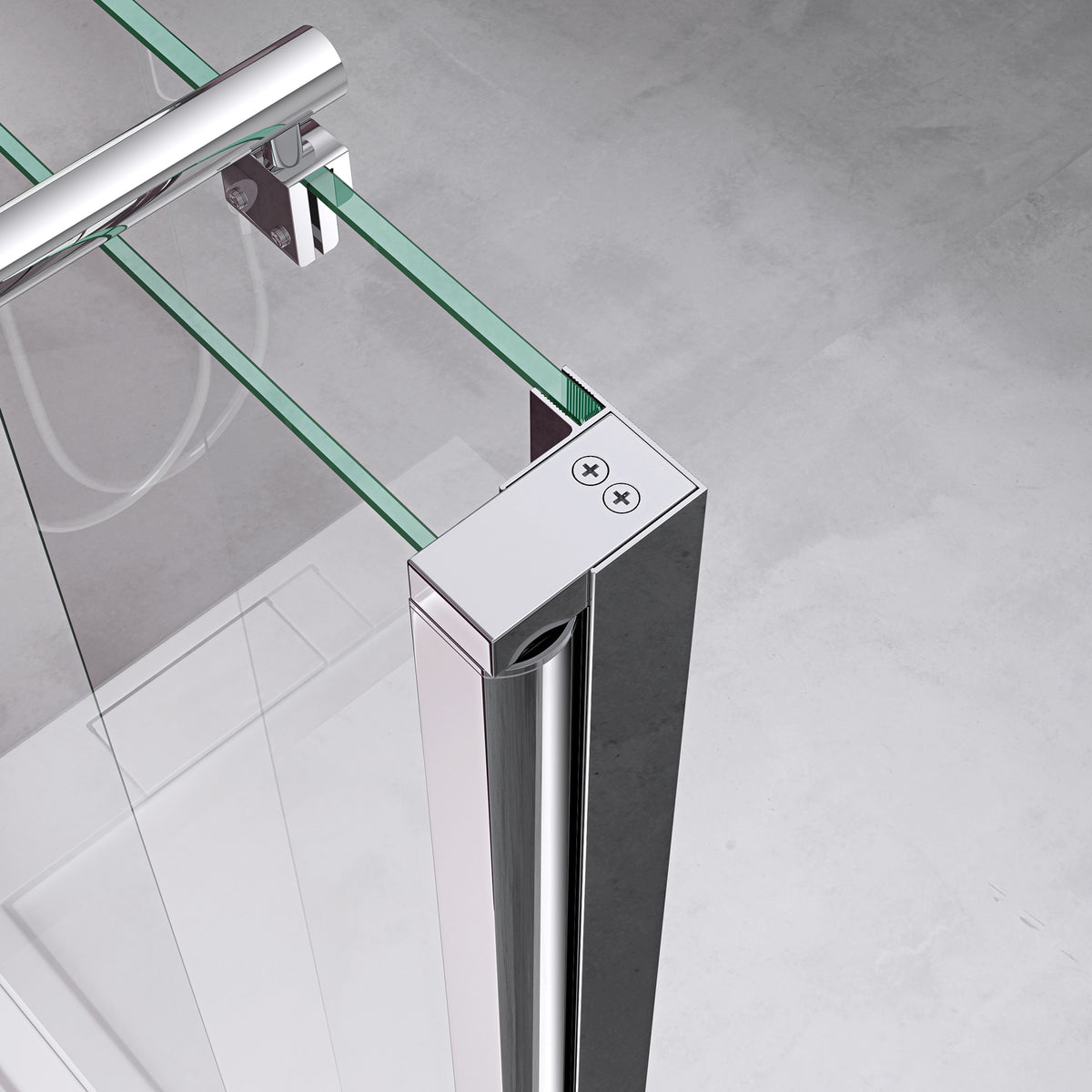glasvilla Walk-In Duschwand für Dusche Duschabtrennung 8mm Klarglas ESG-Sicherheitsglas mit Nano Rechteckiger Stabilisator Bremen01K-Plus