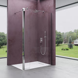 glasvilla Walk-In Duschwand für Dusche Duschabtrennung 8mm Klarglas ESG-Sicherheitsglas mit Nano Rechteckiger Stabilisator Bremen01K-Plus