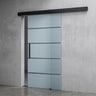 glasvilla Porta Scorrevole in Vetro 8 mm, Porta Scorrevole con Sistema Softclose in Vetro di Sicurezza ESG con Binario e Maniglia a Barra, Distanza dal Muro 15 mm, Amalfi Schwarz
