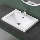 Lavabo Glasvilla Col01 Mineral Cast Rectangular con Desbordamiento y Orificio para Grifo