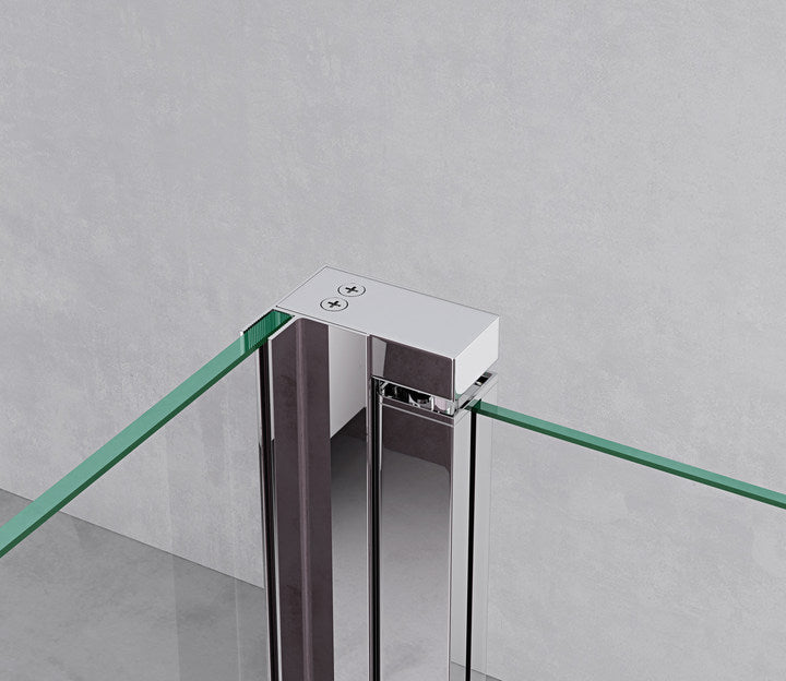 glasvilla Walk-In Duschwand für Dusche Duschabtrennung 8mm Klarglas ESG-Sicherheitsglas mit Nano Rechteckiger Stabilisator Bremen01K-Plus
