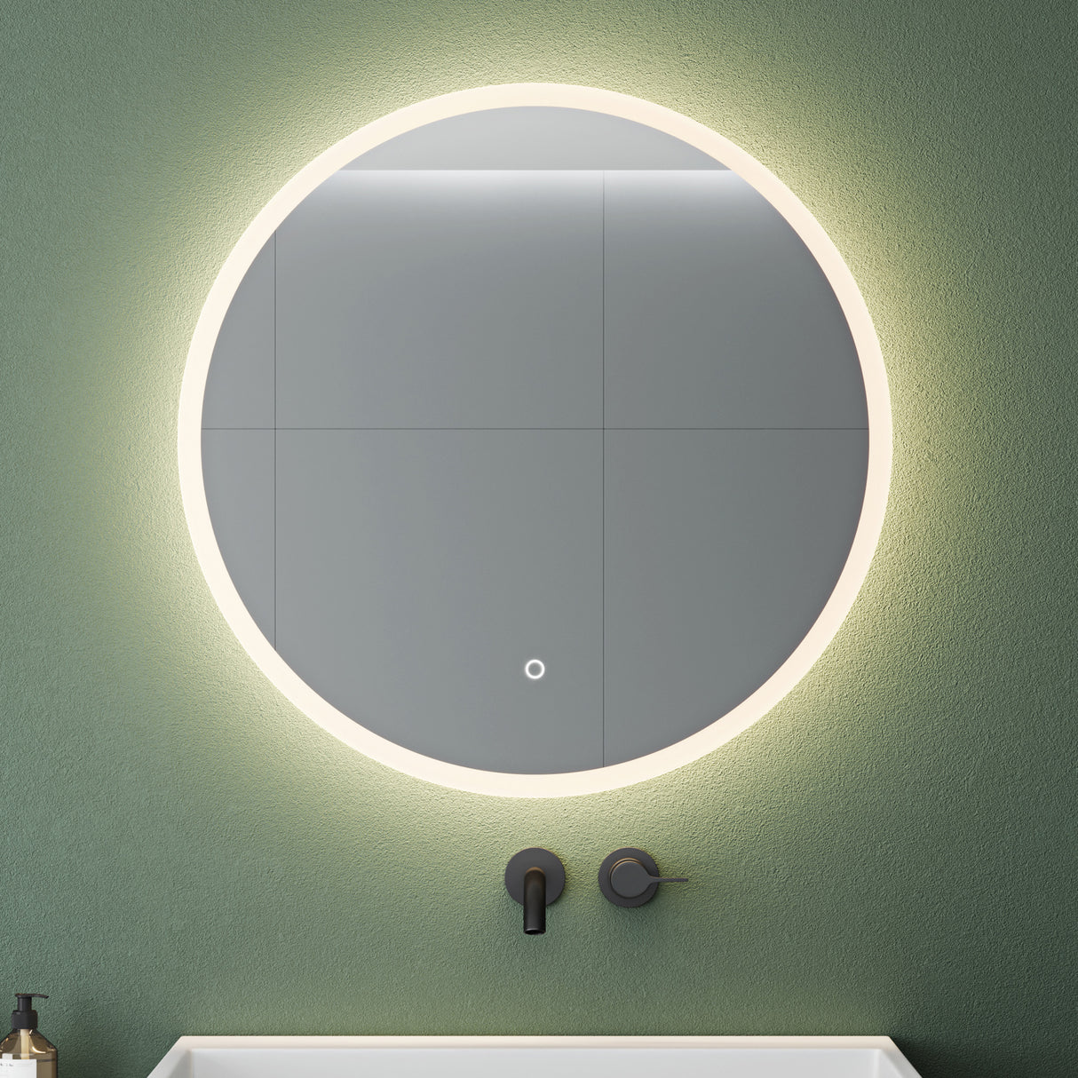 glasvilla Specchio da Bagno Appeso Specchio a LED Rotondo Specchio da Parete con Strato Anti-Appannamento e Interruttore a Sfioramento LED-Spiegel 05