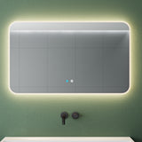 glasvilla Miroir Mural de Salle de Bain Miroir de Salle de Bain LED avec Interrupteur Tactile Antibuée Couche Antibuée