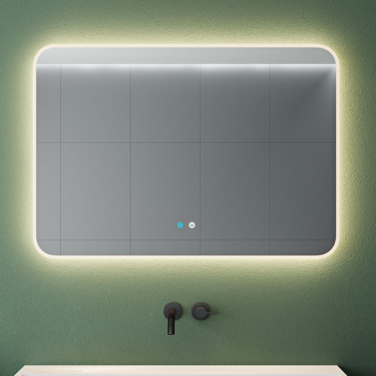 glasvilla Miroir Mural de Salle de Bain Miroir de Salle de Bain LED avec Interrupteur Tactile Antibuée Couche Antibuée