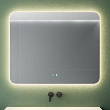 glasvilla Miroir Mural de Salle de Bain Miroir de Salle de Bain LED avec Interrupteur Tactile Antibuée Couche Antibuée