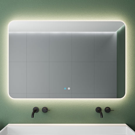 glasvilla Miroir Mural de Salle de Bain Miroir de Salle de Bain LED avec Interrupteur Tactile Antibuée Couche Antibuée