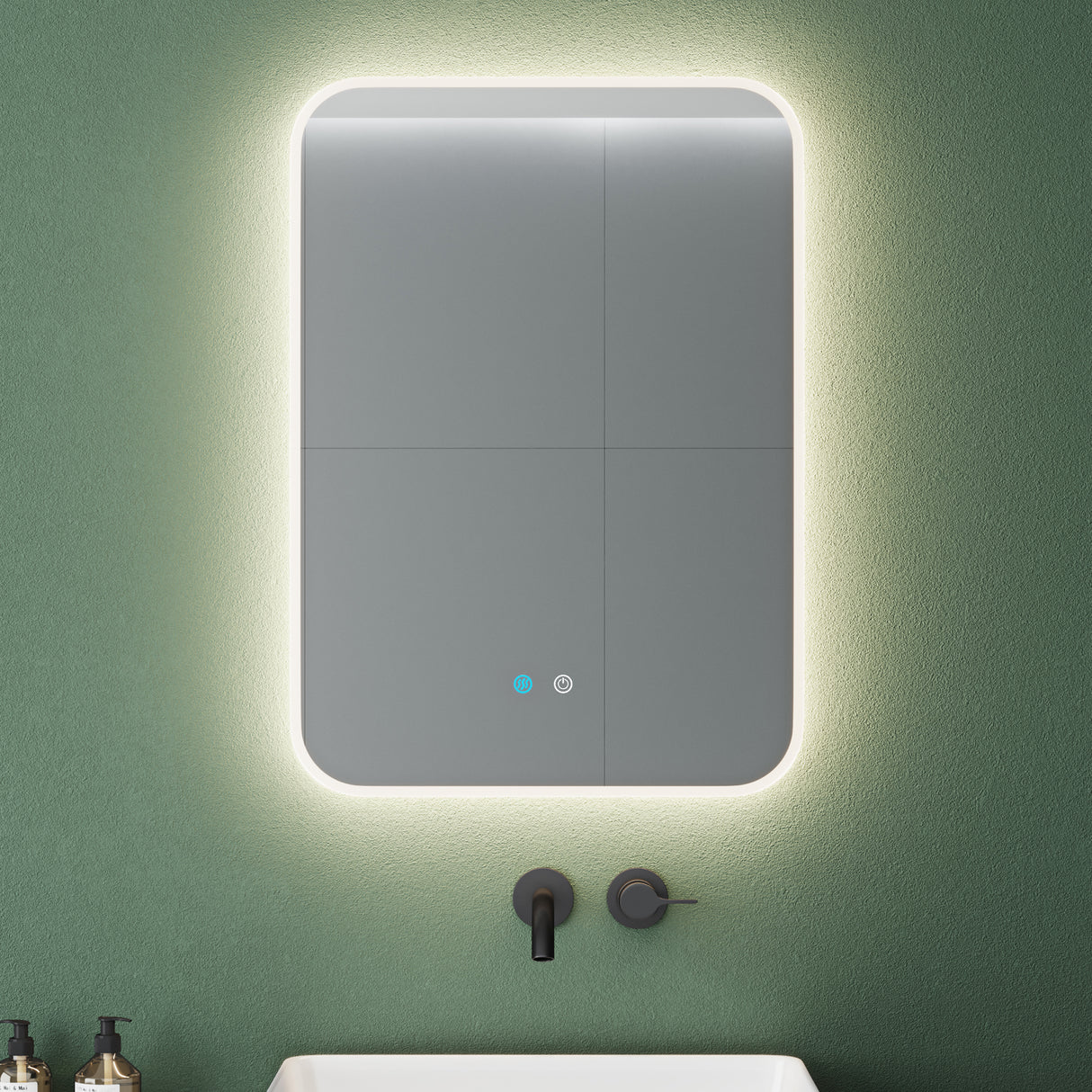glasvilla Miroir Mural de Salle de Bain Miroir de Salle de Bain LED avec Interrupteur Tactile Antibuée Couche Antibuée