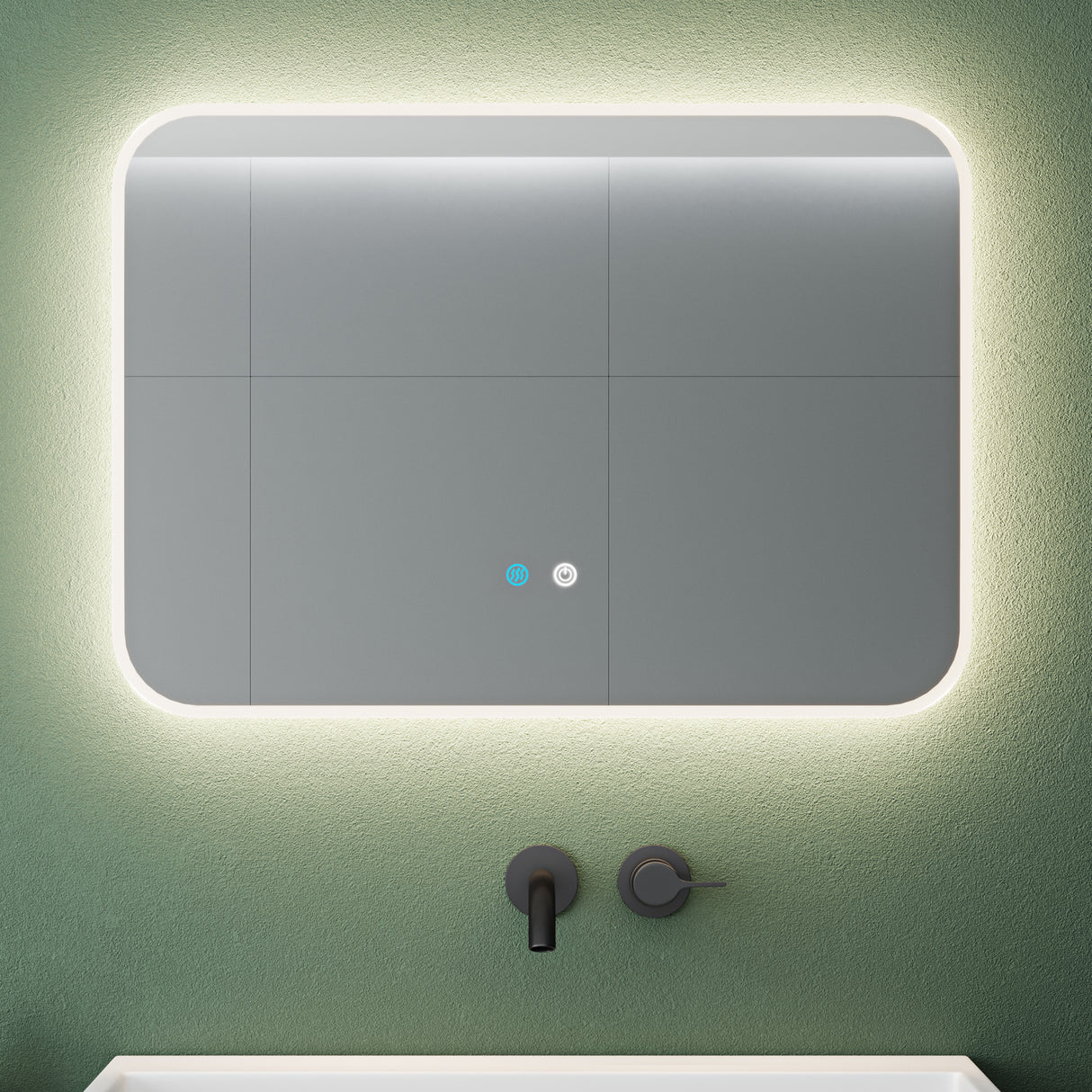 glasvilla Miroir Mural de Salle de Bain Miroir de Salle de Bain LED avec Interrupteur Tactile Antibuée Couche Antibuée