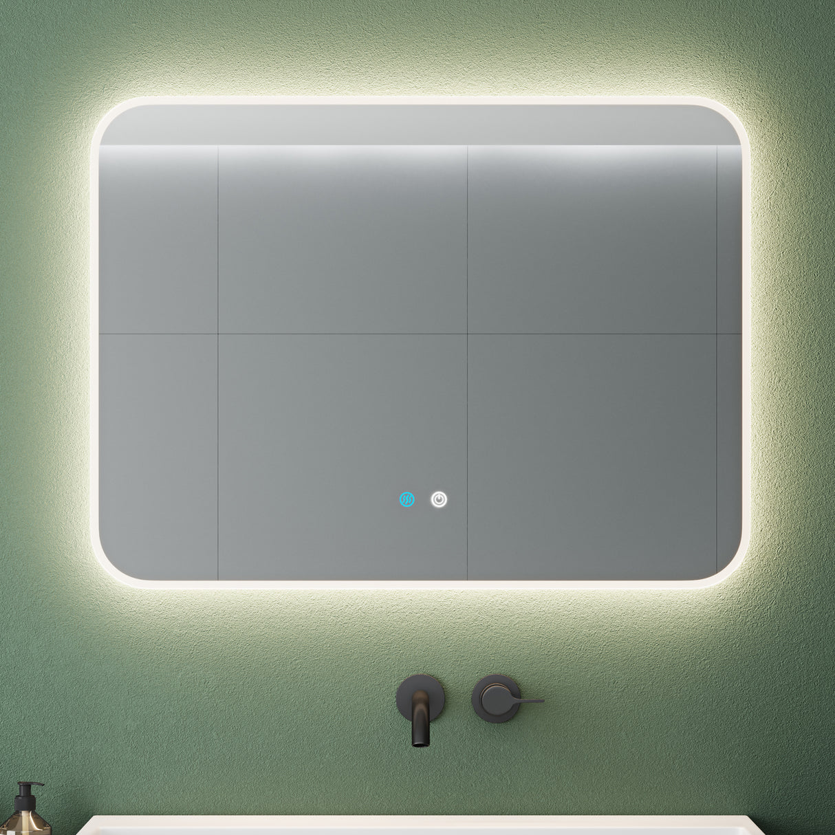 glasvilla Miroir Mural de Salle de Bain Miroir de Salle de Bain LED avec Interrupteur Tactile Antibuée Couche Antibuée