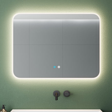 glasvilla Miroir Mural de Salle de Bain Miroir de Salle de Bain LED avec Interrupteur Tactile Antibuée Couche Antibuée