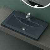 Lavabo Glasvilla Col01 Mineral Cast Rectangular con Desbordamiento y Orificio para Grifo