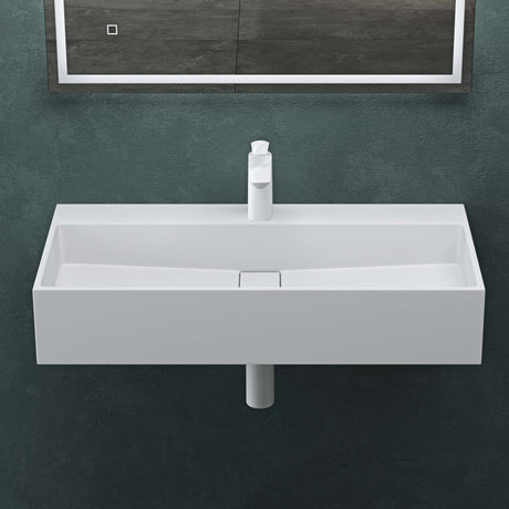 Lavabo à poser Glasvilla, lavabo suspendu en matériau minéral moulé avec trou de robinetterie Col6028